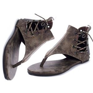 Lace-Up Back Zipper Ankle High Gladiator Sandals